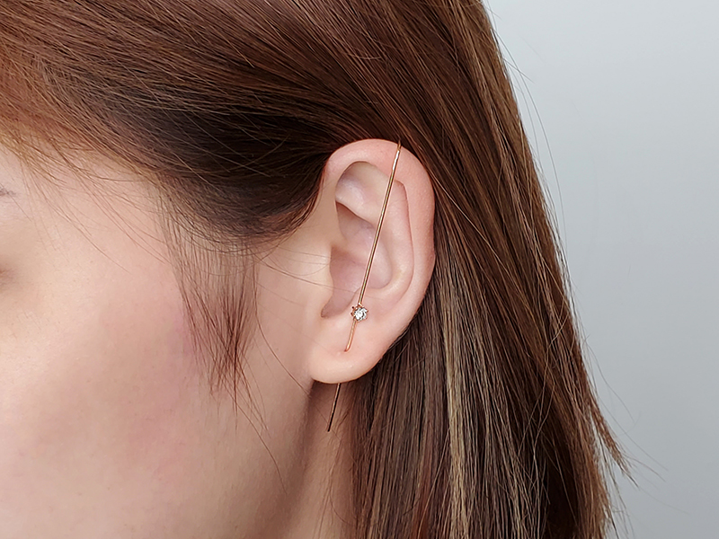 斜面耳環斜線耳環拐杖耳環韓國耳環勾式個性耳環