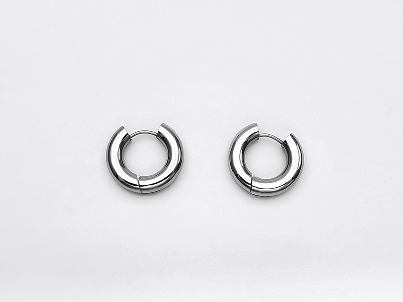 5mm圓身鋼易扣耳環圈圈耳環美式耳環假闊耳鋼圈耳環醫療鋼鈦鋼