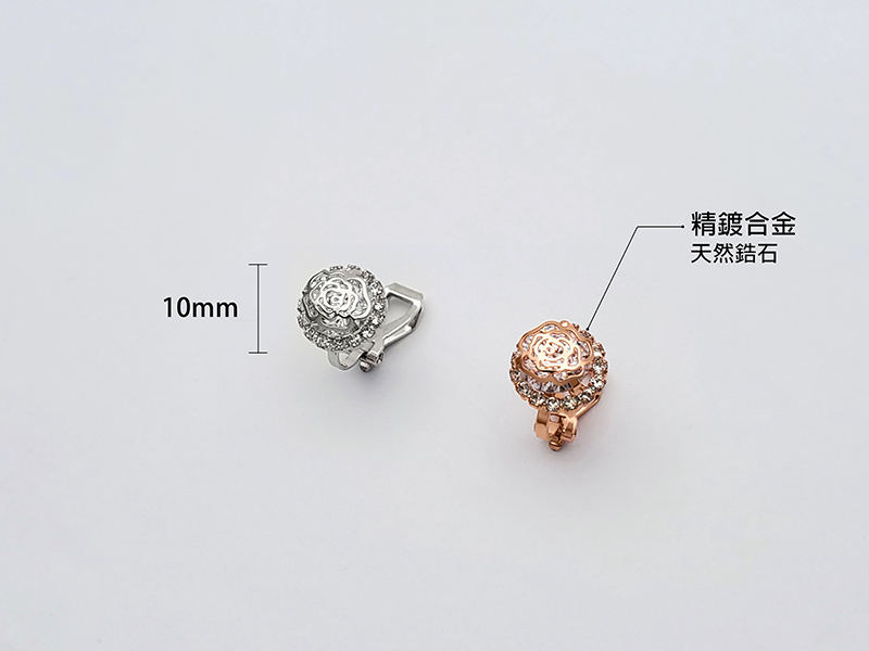 玫瑰耳環山茶花耳環單鑽耳環鋯石鋯鑽10mm耳環