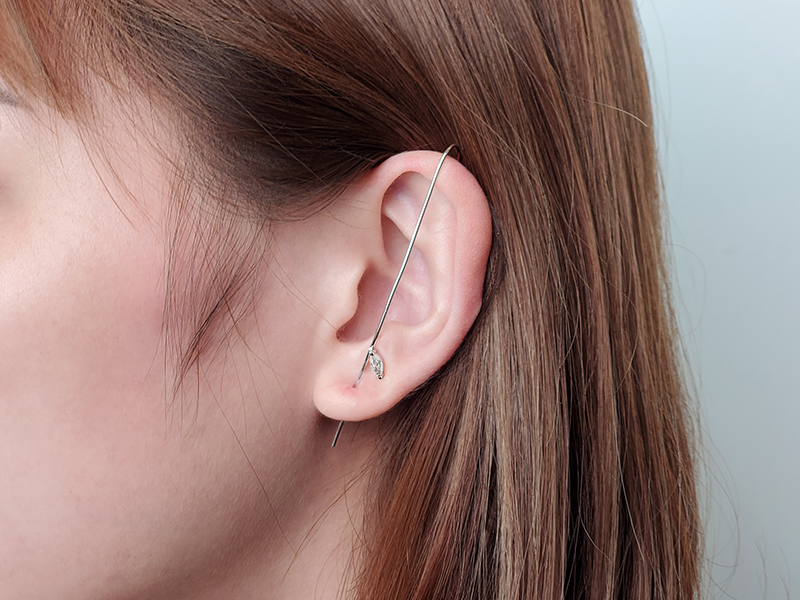 斜面耳環斜線耳環拐杖耳環韓國耳環勾式個性耳環葉子耳環