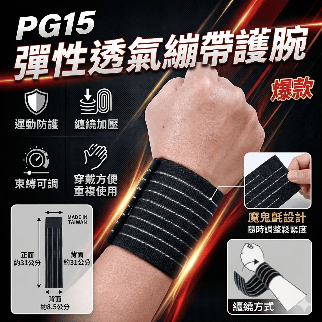 彈性透氣繃帶護手腕(PG15)