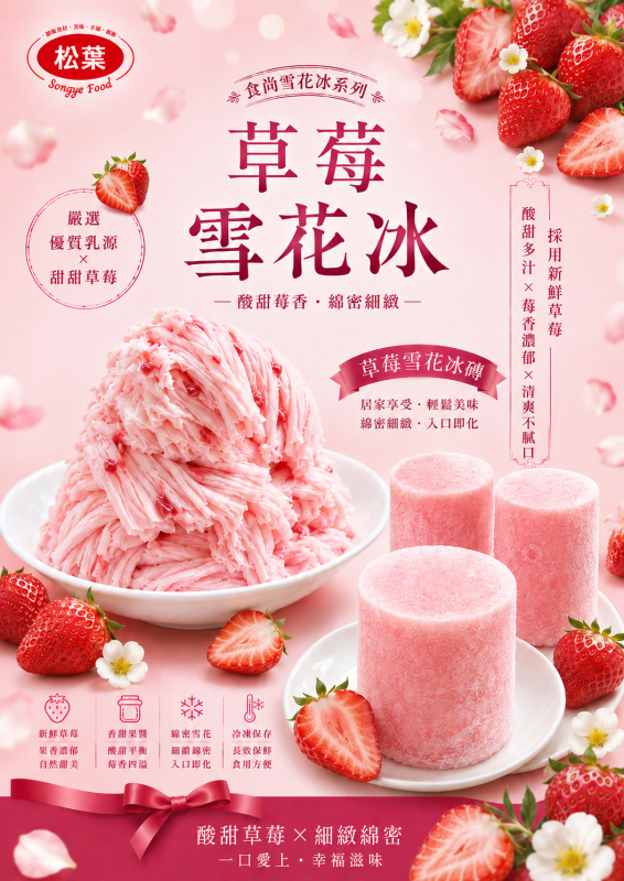 草莓雪花冰磚