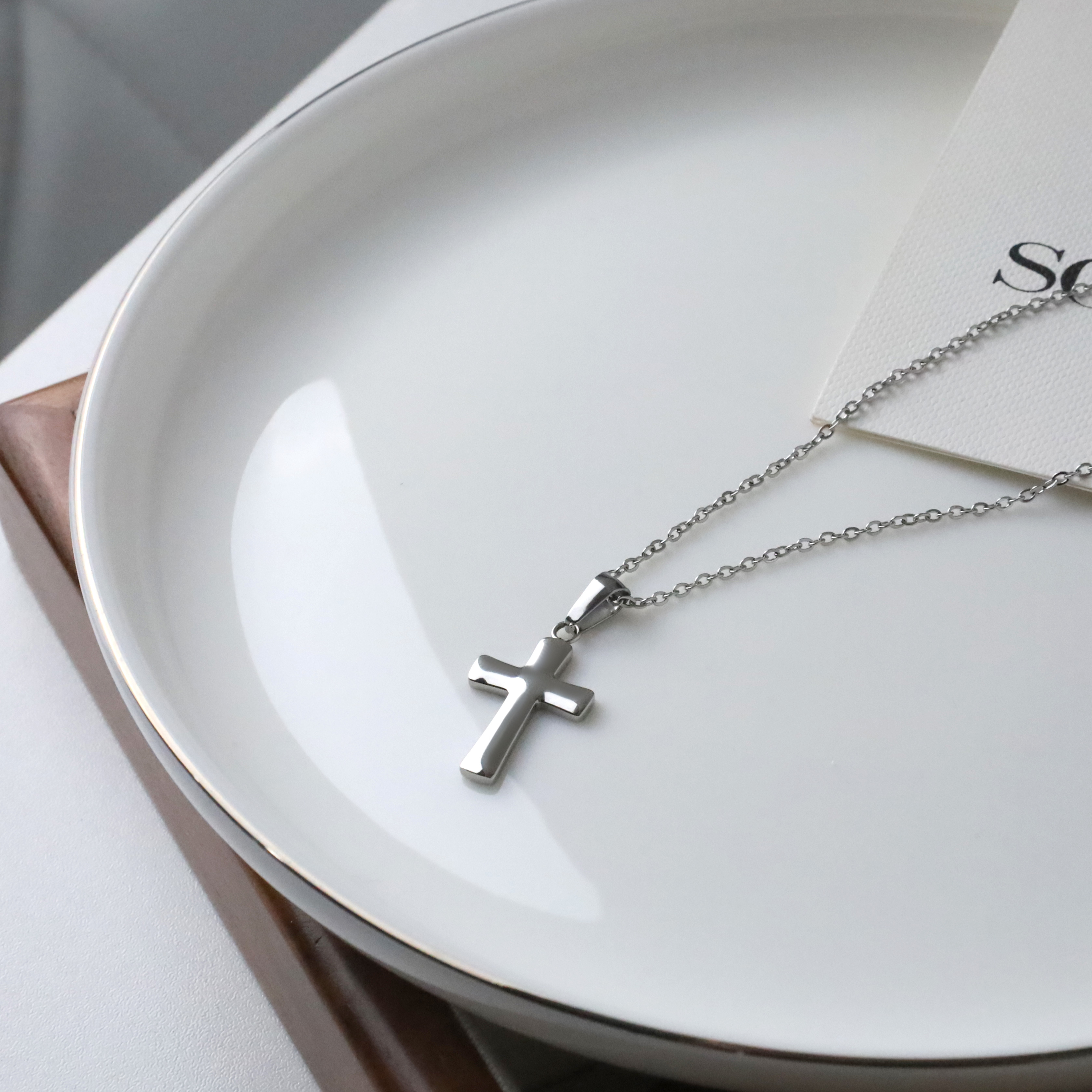 NS90316微光素面十字架套鍊