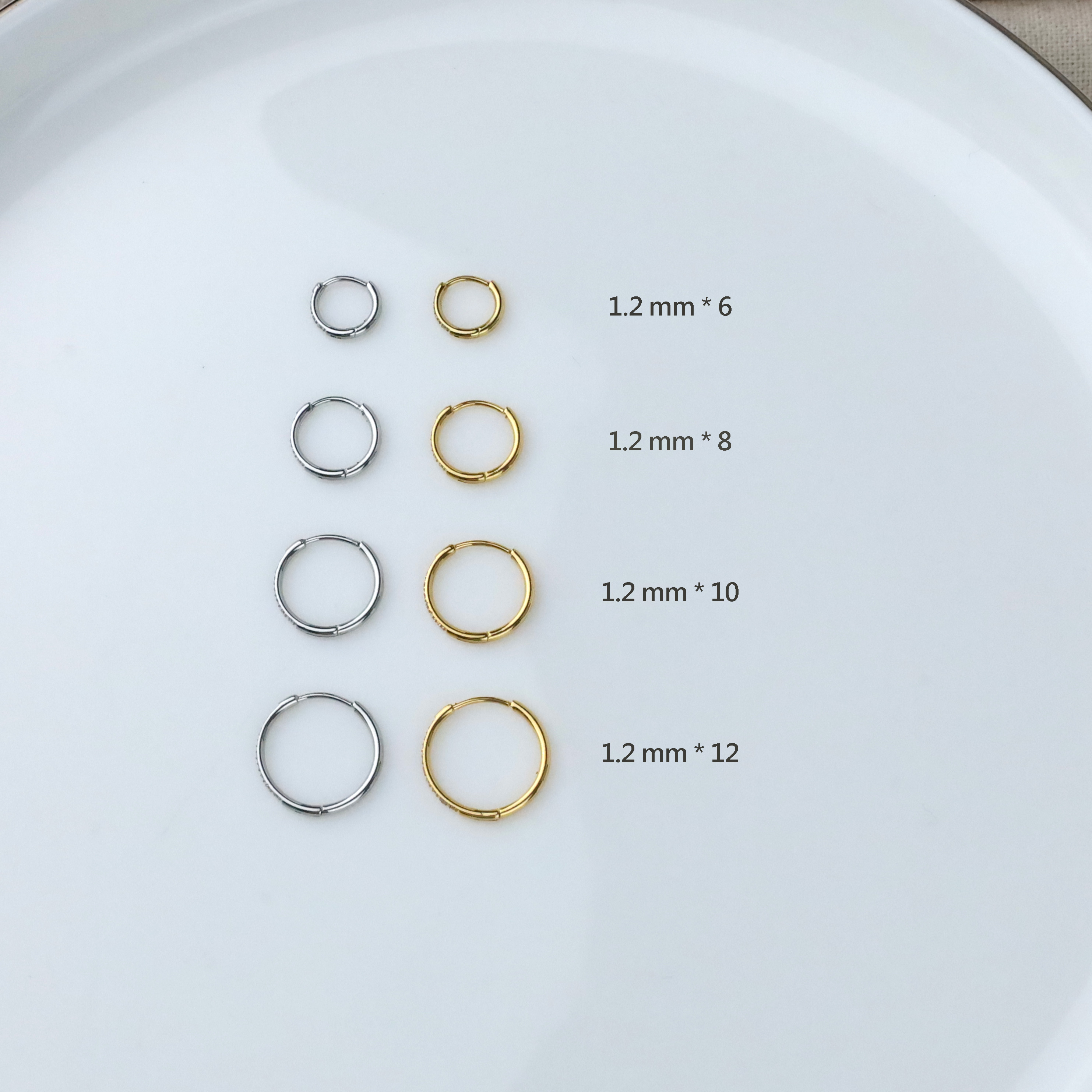 圓身滿鑽易扣耳環ELM0039-C,鑽易扣,1.2mm