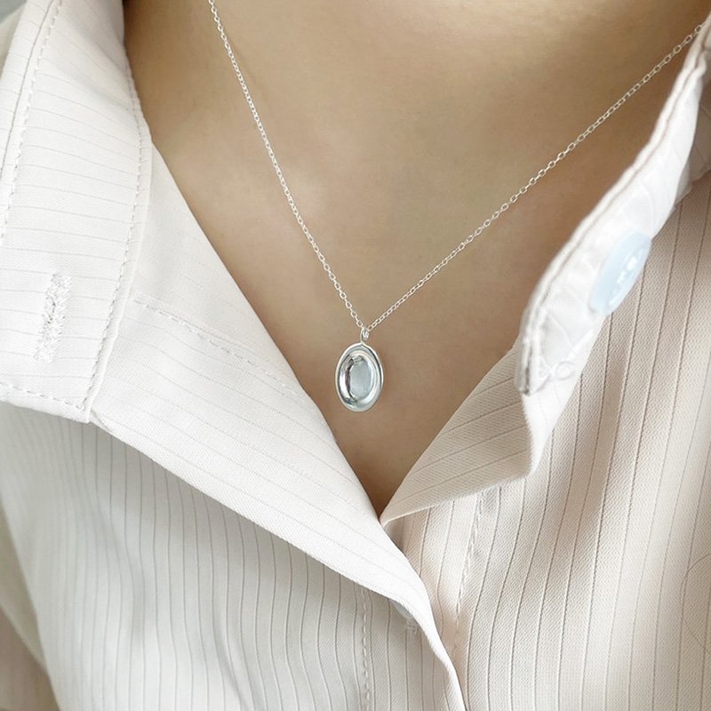 橢圓盤造型套鍊,韓國批貨,批貨,腳鍊,項鍊,戒指,耳環,純銀,925,韓國代購,韓國飾品